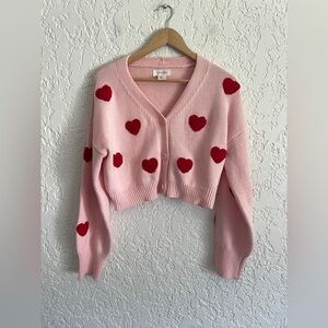 Jessica Simpson RARE Romantic Heart Embroidered Y2K Cardigan Sweater - L